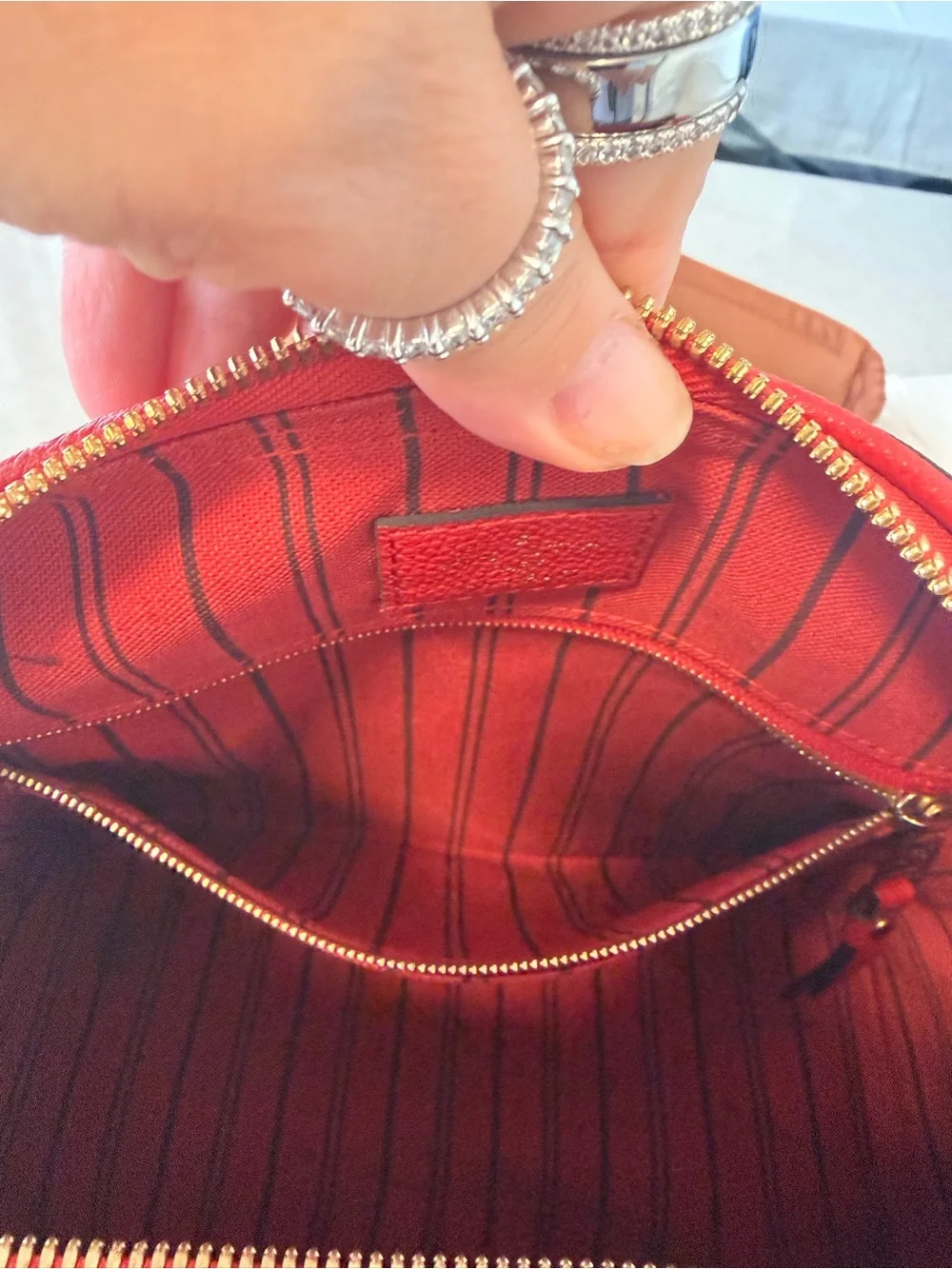 Louis Vuitton Red Empreinte Speedy 25 Bandolier